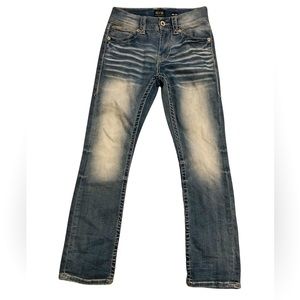 Buckle Black Fit No 3 Straight Jeans Mens 28x30 Mid Wash Blue Distressed Denim